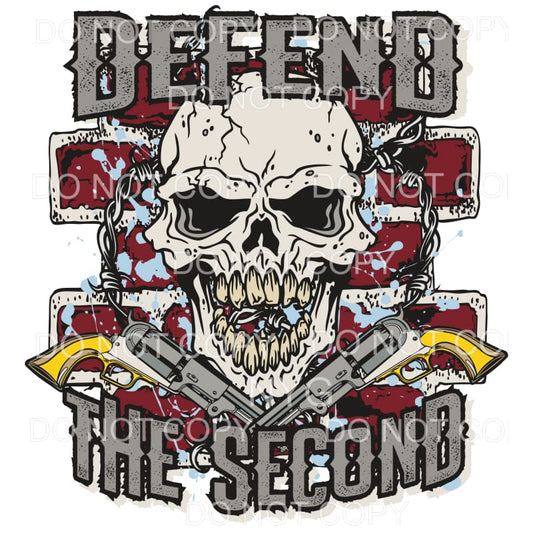 Defend The Second Guns Skull Barbwire Brick Wall Background 