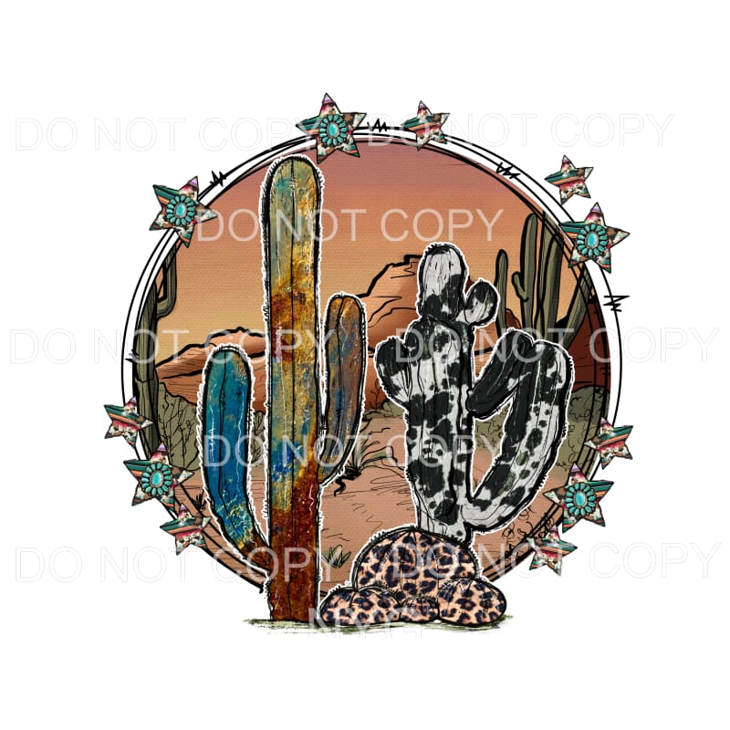 Desert Cactus Cowhide Leopard Star Circle Sublimation 