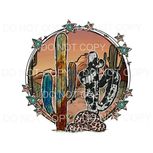 Desert Cactus Cowhide Leopard Star Circle Sublimation 