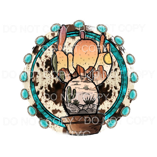 Desert Cactus Turquoise Sublimation transfers - Heat 