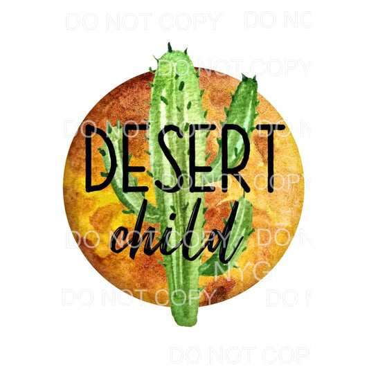 Desert Child Cactus Yellow Brown Circle Background #580 
