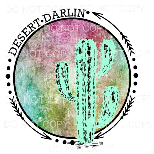 Desert Darlin Cactus Arrows Circle #578 Sublimation 