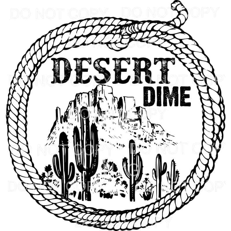 Desert Dime Distressed Cactus Rope Circle #579 Sublimation 