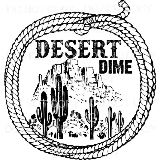 Desert Dime Distressed Cactus Rope Circle #579 Sublimation 