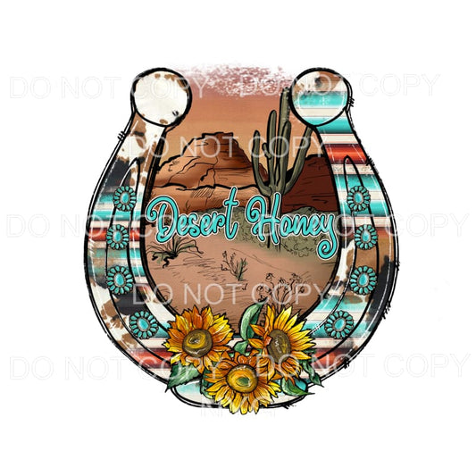Desert Honey Horseshoe Serape Turquoise Cowhide Sunflowers 
