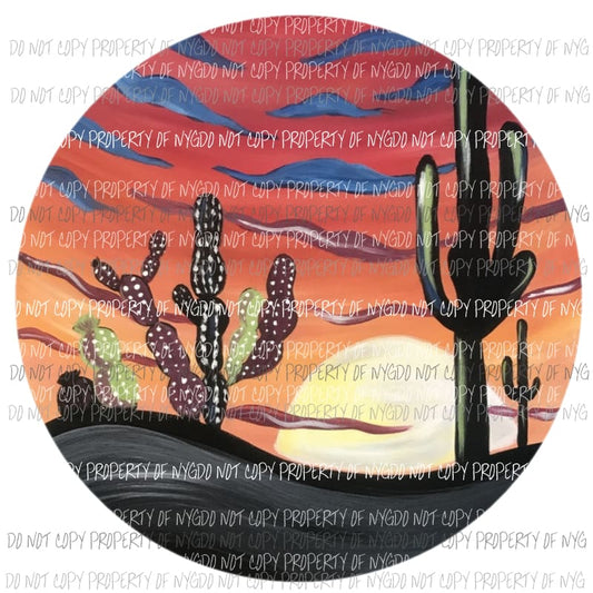 Desert Skyline cactus circle Sublimation transfers Heat Transfer