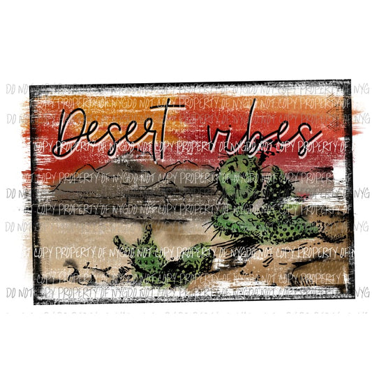 Desert Vibes cactus framed Sublimation transfers Heat Transfer