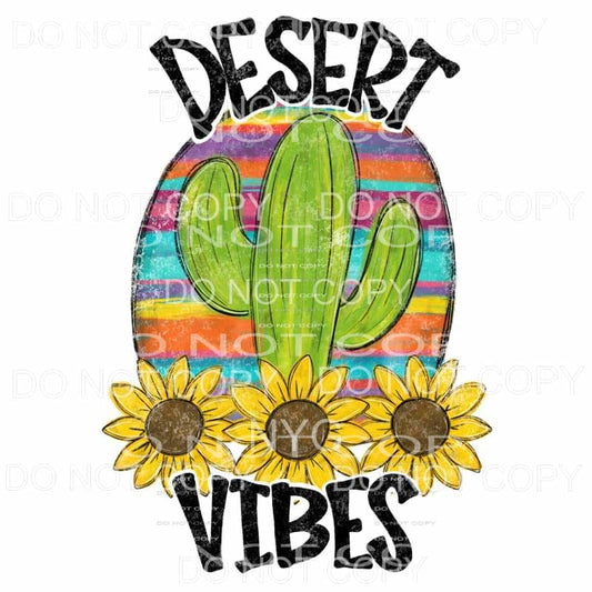 Desert Vibes Cactus Sunflowers Serape Background Distressed 