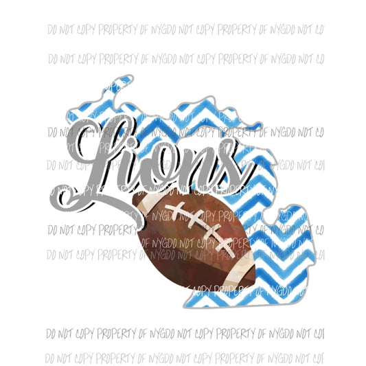 Detroit Lions football chevron state Sublimation transfers Heat Transfer