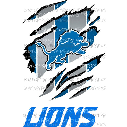Detroit Lions ripped design Sublimation transfers Heat Transfer