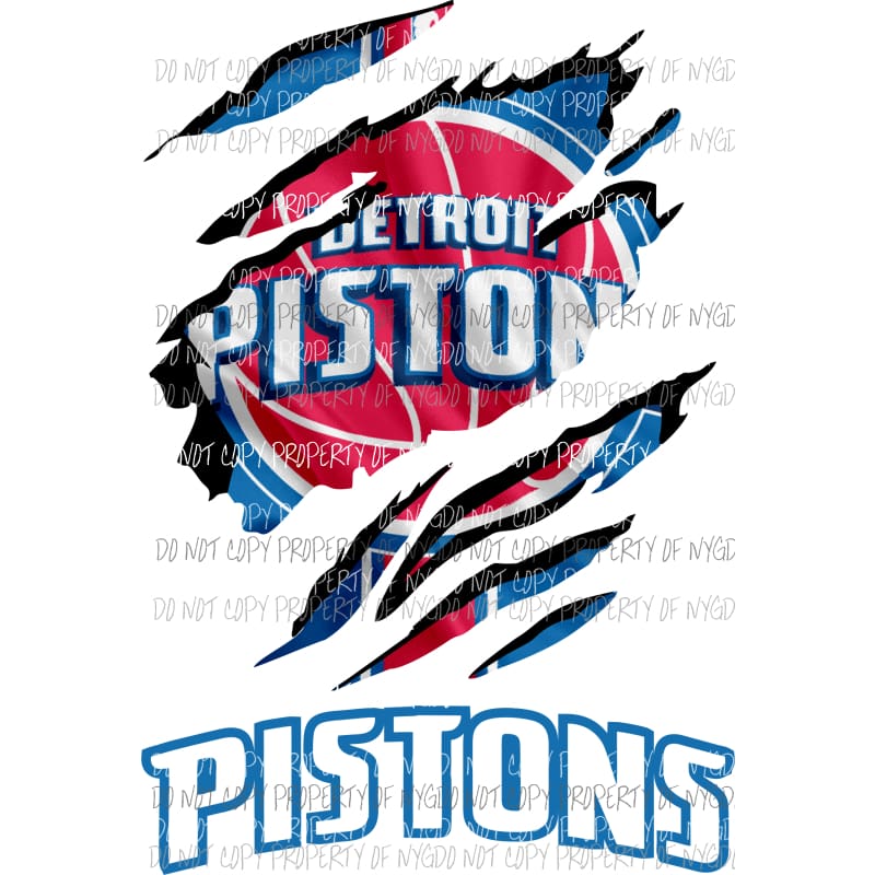 Detroit Pistons ripped design Sublimation transfers Heat Transfer