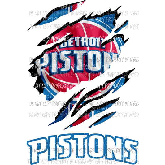Detroit Pistons ripped design Sublimation transfers Heat Transfer
