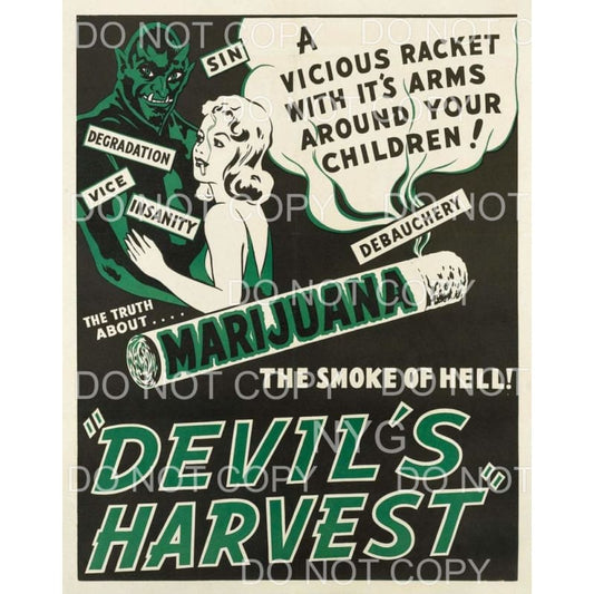 Devil’s Harvest Marijuana Cannabis Poster Advertisement 