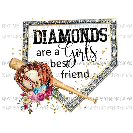 DIAMONDS are a girls best friend Baseball Sublimation transfers Heat Transfer