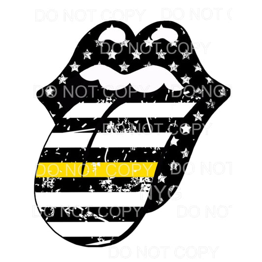 Dispatcher 911 Thin Yellow Line Rolling Stones Lips #2 