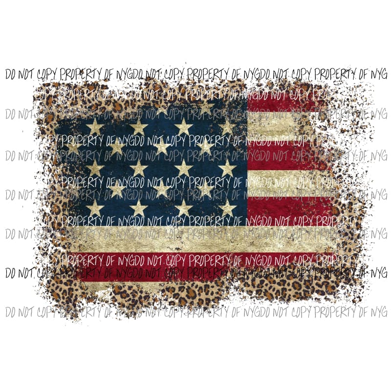 Distressed American Flag #2 leopard Sublimation transfers Heat Transfer