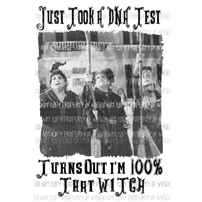 DNA Test hocus Pocus Black 2 Sublimation transfers Heat Transfer
