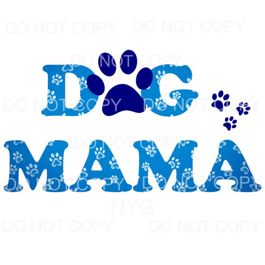 Dog Mama Pawprints Blue Sublimation transfers - Heat 