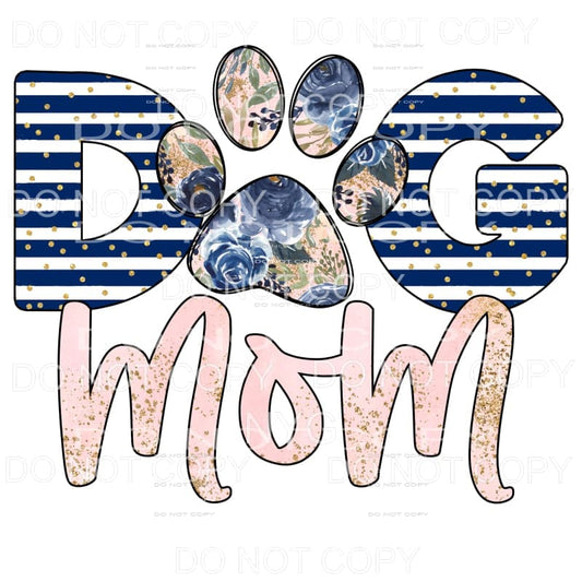 Dog Mom Navy Pink Floral Sublimation transfers - Heat 