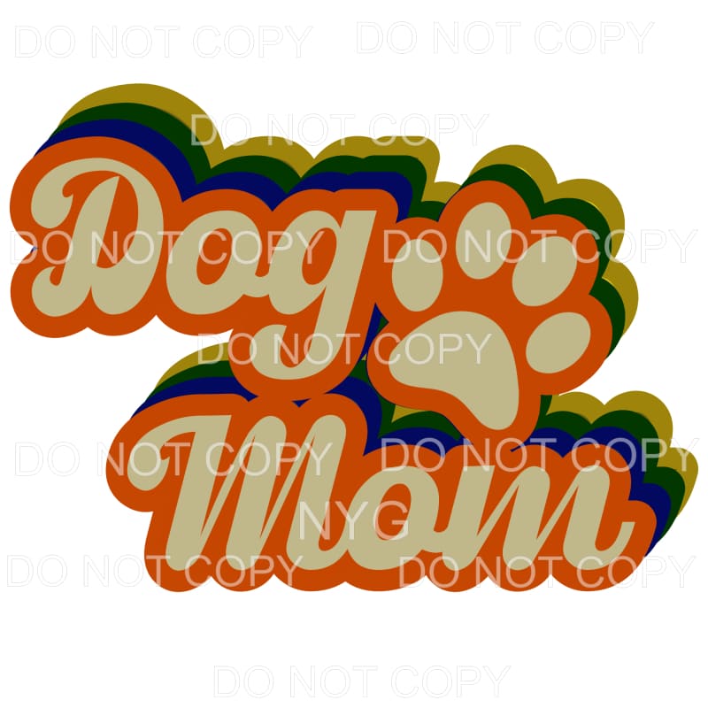 Dog Mom Retro Paw Print Sublimation transfers - Heat 