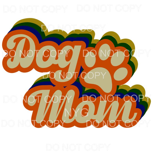 Dog Mom Retro Paw Print Sublimation transfers - Heat 