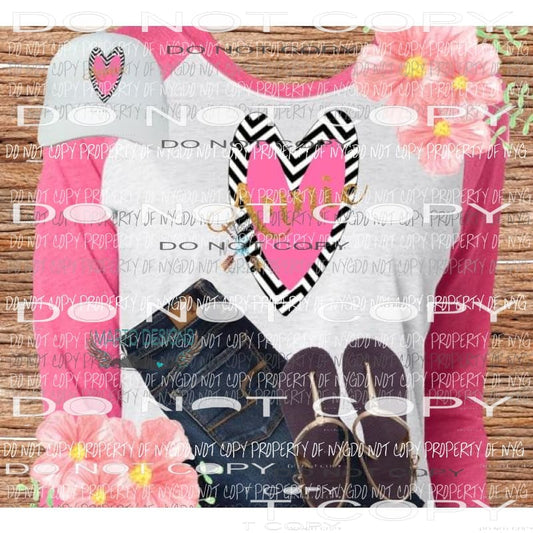 Double heart 1 Chevron - Personalized or not personalized Sublimation transfer Heat Transfer