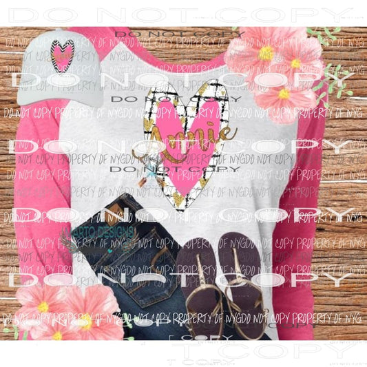 Double heart 2 - Personalized or not personalized Sublimation transfer Heat Transfer