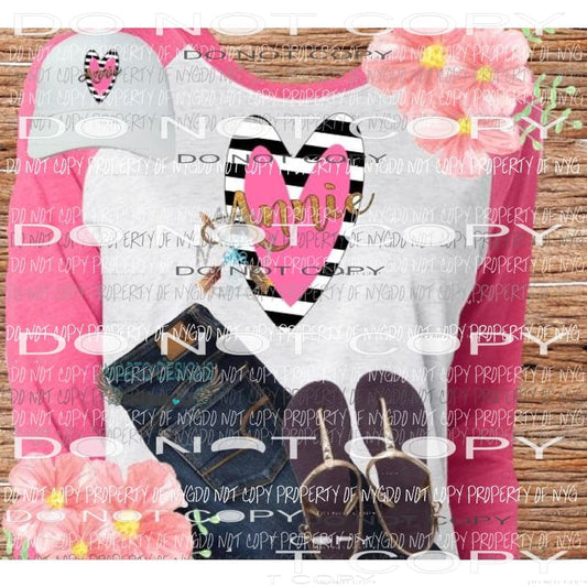 Double heart 4 - Personalized or not personalized Sublimation transfer Heat Transfer