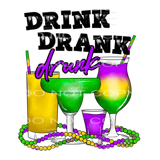 Drink Drank Drunk Glasses Beads Mardi Gras #2490 Sublimation