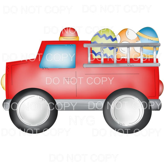 Easter Fire Truck Sublimation transfers - Heat Transfer