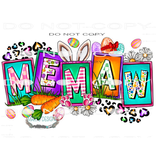 Easter Memaw #9869 Sublimation transfers - Heat Transfer