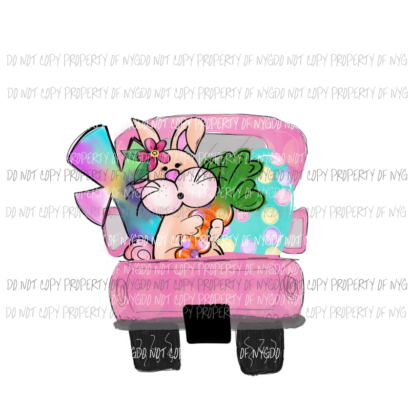 Easter Truck pink carrot bunny egg Sublimation transfers Heat Transfer
