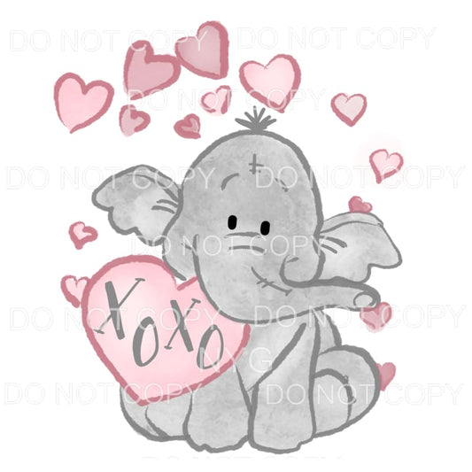 Elephant XOXO Pink Hearts Sublimation transfers - Heat 
