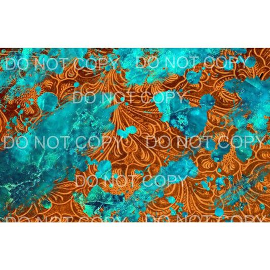 Embossed Brown Leather Turquoise Sheet #263 Sublimation 
