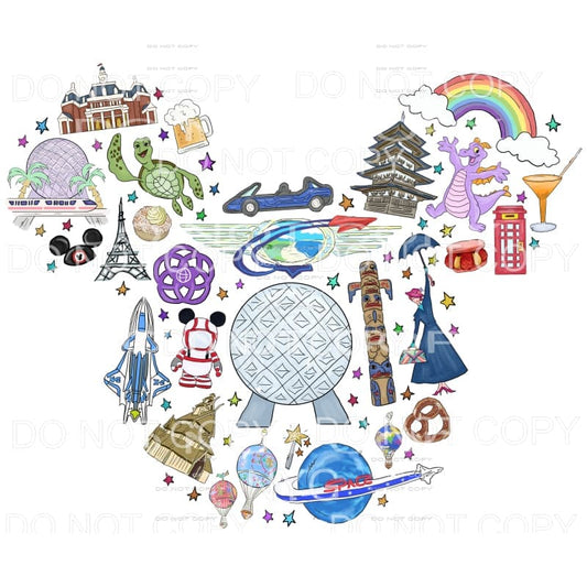 Epcot Disney Traveler Mickey Ears Sublimation transfers - 