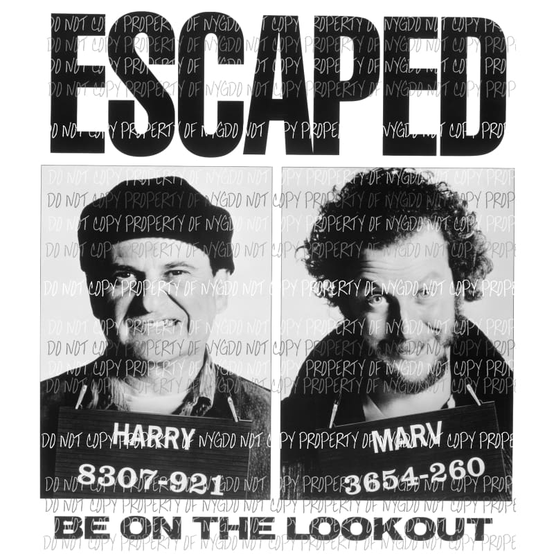 escaped home alone Sublimation transfers Heat Transfer