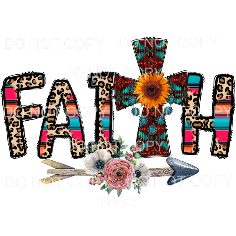 Faith Cross Leopard Serape # 28 Sublimation transfers - Heat