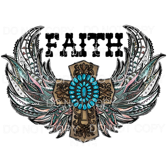 Faith Cross Wings #53 Sublimation transfers - Heat Transfer