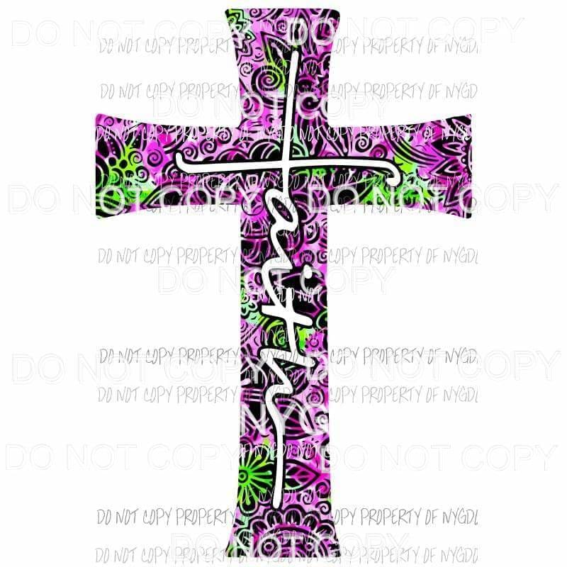 Faith flower cross #1 Sublimation transfers Heat Transfer