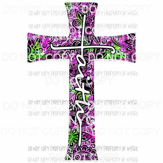 Faith flower cross #1 Sublimation transfers Heat Transfer
