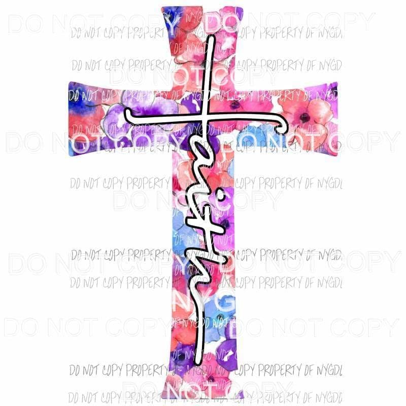 Faith flower cross #2 Sublimation transfers Heat Transfer