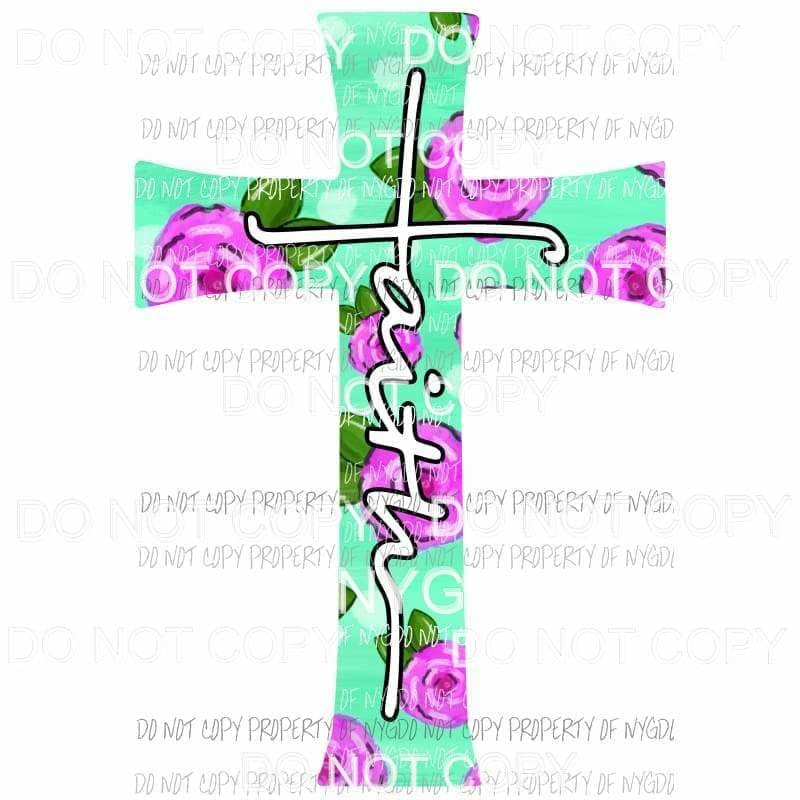 Faith flower cross #3 Sublimation transfers Heat Transfer
