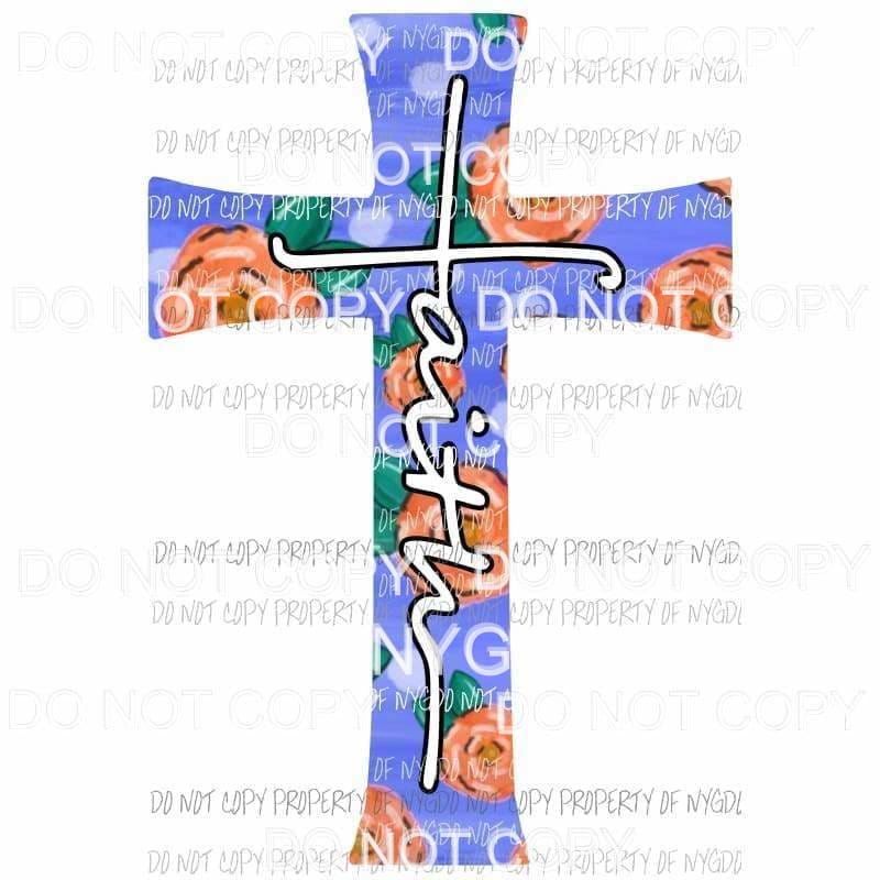 Faith flower cross #4 Sublimation transfers Heat Transfer