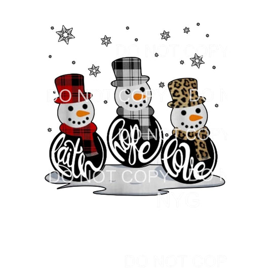 faith hope love snowmen Sublimation transfers - Heat 