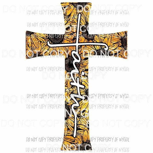 Faith sunflower cross Sublimation transfers Heat Transfer