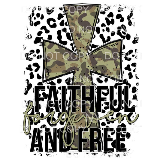 Faithful Forgiven and Free Camo Cross Leopard 4th Of July 