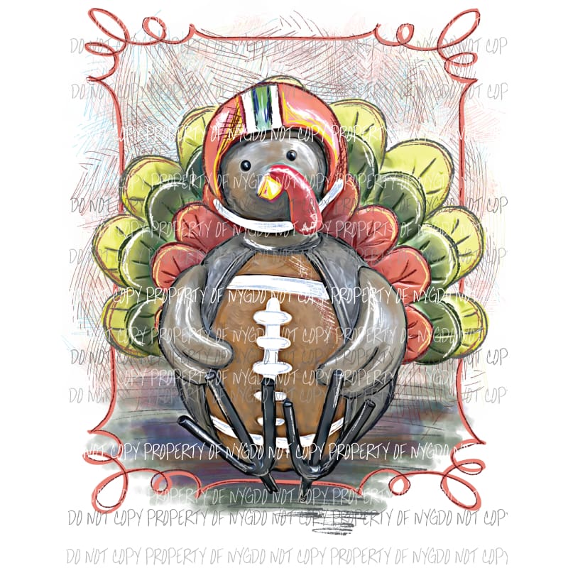 Fall Football Turkey watercolor Sublimation transfers Heat Transfer