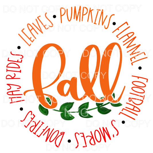 Fall Hay Rides Leaves Pumpkins Flannel Sublimation transfers