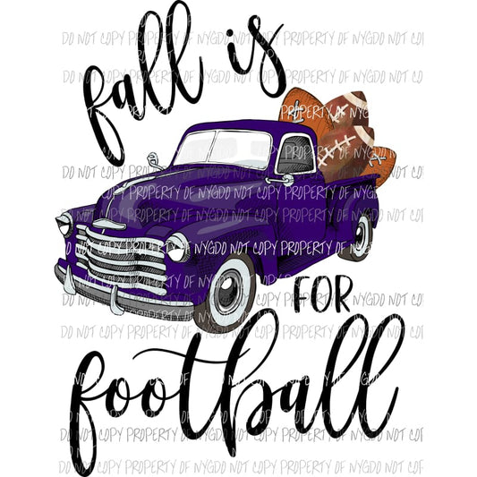 Fall is for Football Truck Purple Sublimation transfers Heat Transfer