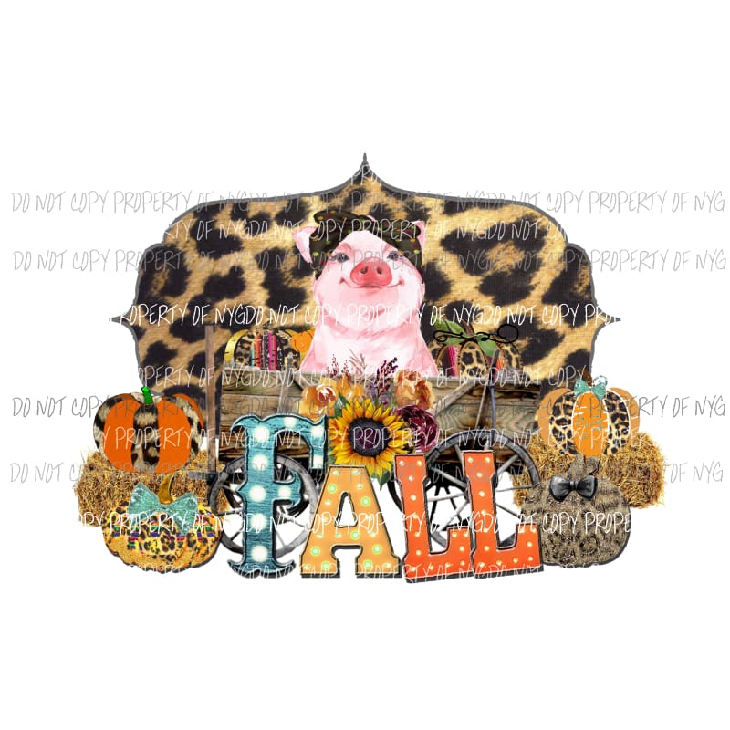 fall pig leopard Sublimation transfers Heat Transfer